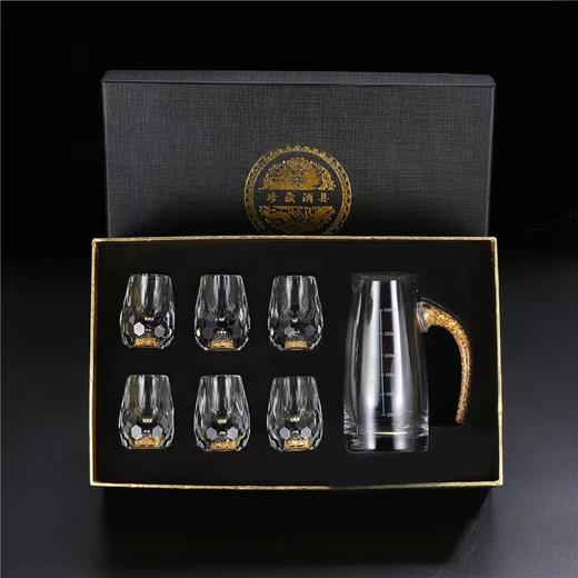 【创意钻石面金箔白酒杯子】家用水晶玻璃分酒器烈酒杯一口杯 商品图4