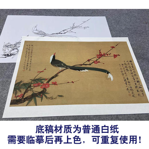 【大彩图】于非闇横幅工笔画白描底稿《红梅鹧鸪图》临摹勾线高清打印稿A190 商品图3