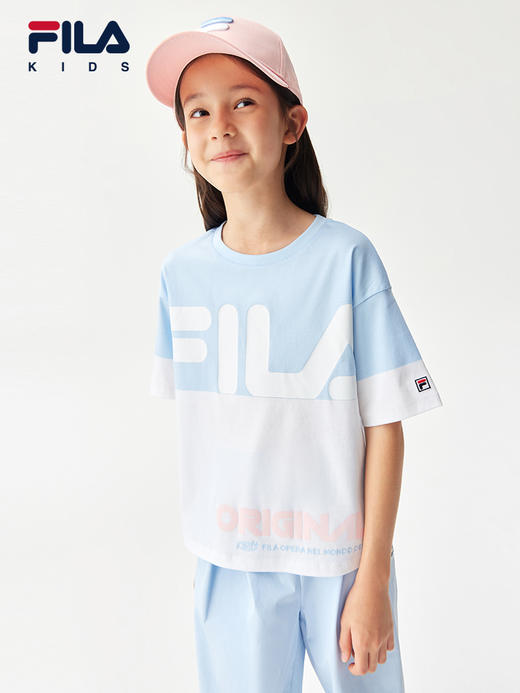 小斐乐童装儿童T恤2022夏季女童宽松透气运动T恤K12G221117F 商品图2