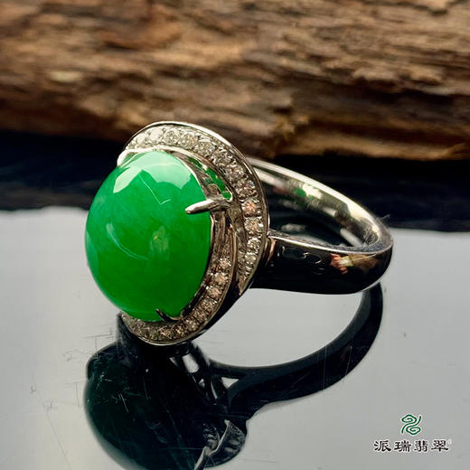 派瑞翡翠 18k金翡翠戒指 糯种 阳绿 商品图0
