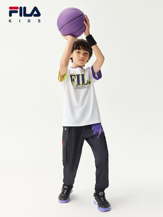 小斐乐儿童工装长裤2022夏季新款潮洋气男大童休闲运动裤子K12B223603F 商品图4