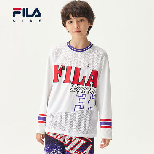 小斐乐儿童长袖衫2022夏季新款男大童宽松弹力运动长袖T恤K12B223205F 商品图0