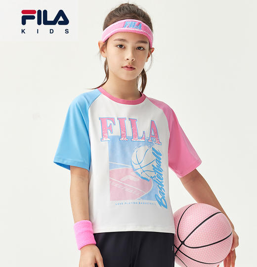 小斐乐儿童T恤2022夏季新款女大童薄款透气运动短袖T恤K12G223104F 商品图0