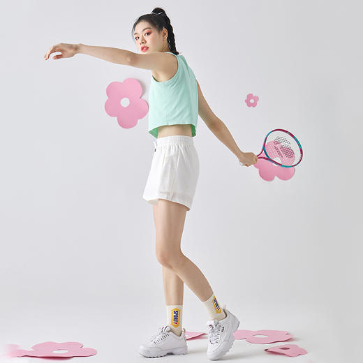 Leorrey乐拉运动无袖宽松上衣短款健身外穿T恤显瘦透气篮球短袖亲肤 商品图2