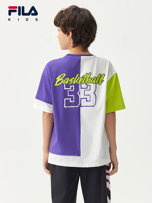 小斐乐儿童短袖T恤2022年夏季新款中大童男童运动透气上衣K12B223103F 商品图1