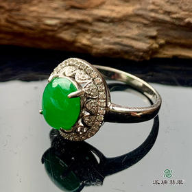 派瑞翡翠 18k金翡翠戒指 糯种 阳绿色