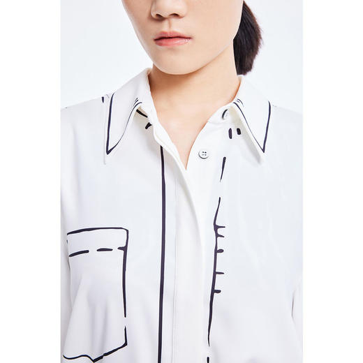 LILY2022夏新款女装小众设计感手绘宽松垂感白衬衫女122200C4180 商品图3