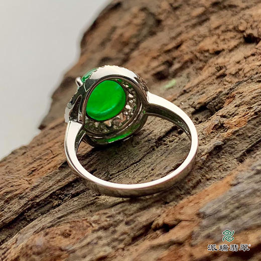 派瑞翡翠 18k金翡翠戒指 糯种 阳绿色 商品图2