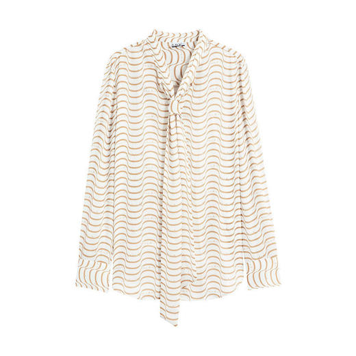 LILY2022夏新款女装小众设计感奶茶纹宽松垂感衬衫女122200C4169 商品图4