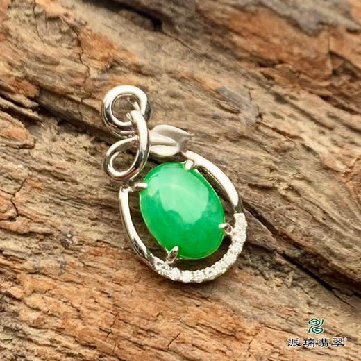 派瑞翡翠 18k金翡翠挂件 糯冰种 绿色 商品图2