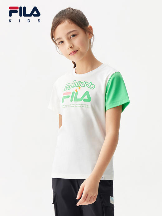 小斐乐儿童短袖T恤2022夏季新款女童大童时髦洋气宽松上衣K12G224166F 商品图2