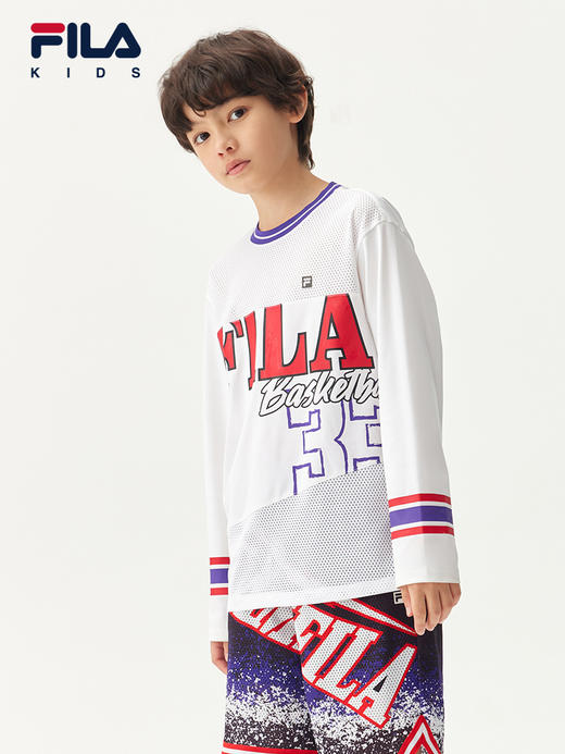 小斐乐儿童长袖衫2022夏季新款男大童宽松弹力运动长袖T恤K12B223205F 商品图1