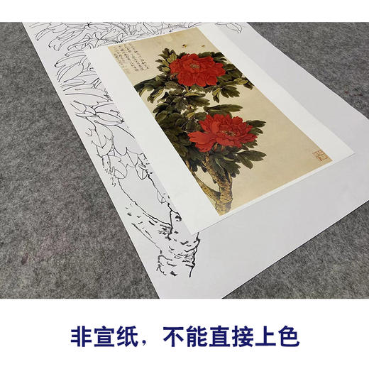 于非闇竖幅工笔花鸟白描底稿-牡丹-YF33 商品图2