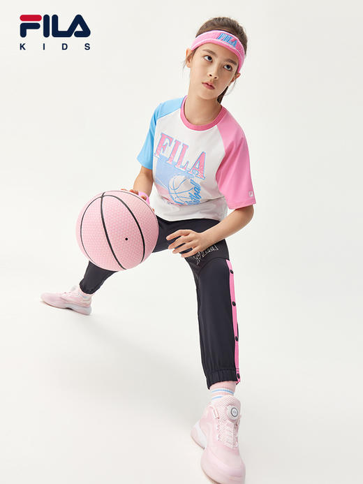 小斐乐儿童T恤2022夏季新款女大童薄款透气运动短袖T恤K12G223104F 商品图4