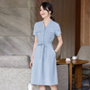 YQ-YZH2109春装新款韩版时尚气质短袖连衣裙中长款女士高腰大摆裙 商品缩略图2