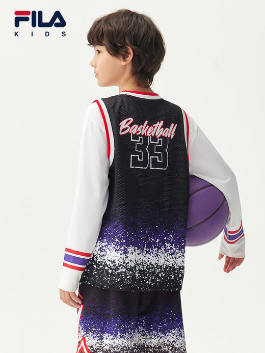 小斐乐儿童篮球背心2022夏季款男大童运动透气撞色针织背心K12B223101F 商品图1