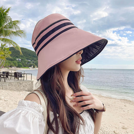 帽子女夏新款黑胶防晒空顶帽户外防紫外线大檐遮全脸遮阳帽太阳帽 商品图5