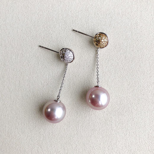 CHIC系列 18K镶钻石和淡水“爱迪生”珍珠 耳坠 商品图1