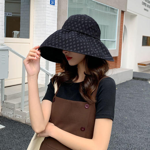 空顶帽女夏防紫外线可折叠遮阳防晒帽大帽檐黑胶遮脸全遮光太阳帽 商品图3