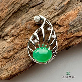 派瑞翡翠 18k金翡翠挂件 糯冰种 绿色