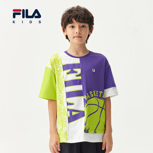 小斐乐儿童短袖T恤2022年夏季新款中大童男童运动透气上衣K12B223103F 商品图0