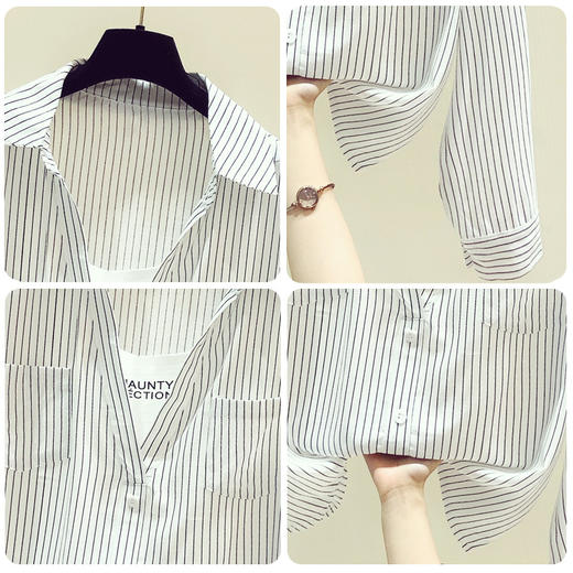 实拍t恤拼接假两件衬衫女春秋装2022年新款百搭显瘦POLO领长袖上衣 YX733 商品图4