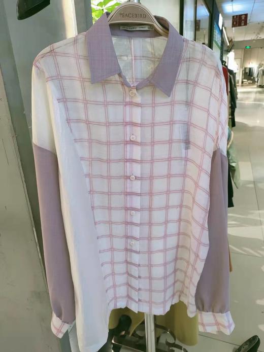 太平鸟格纹拼接衬衫045 商品图0