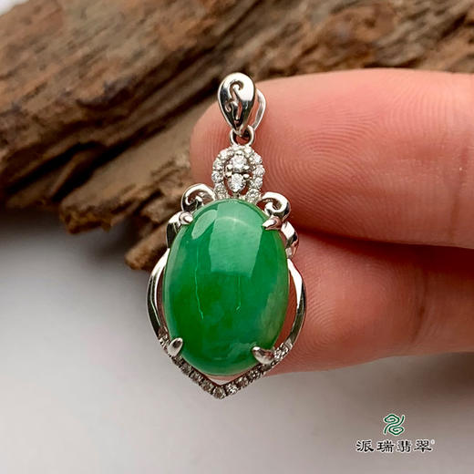 派瑞翡翠 18k金翡翠挂件 糯冰种 绿色 商品图2