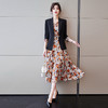 YQ-BY6319七分袖小西装女碎花连衣裙套装春装新款韩版时尚气质职业装西服女 商品缩略图0