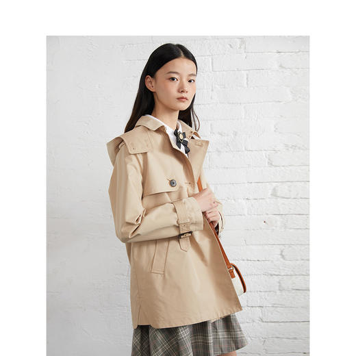 TeenieWeenie小熊2022新款春宽松韩版显瘦中长款连帽风衣外套TTJT221202P 商品图0