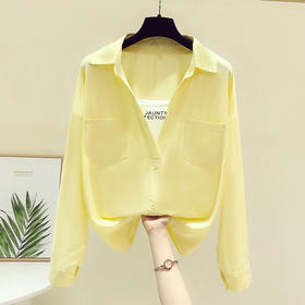 实拍t恤拼接假两件衬衫女春秋装2022年新款百搭显瘦POLO领长袖上衣 YX733