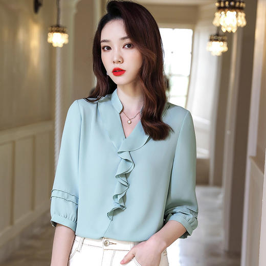 YQ-XXN22601夏季新款韩版时尚衬衣女式职业装中袖衬衫写字楼白领文员工作服 商品图0