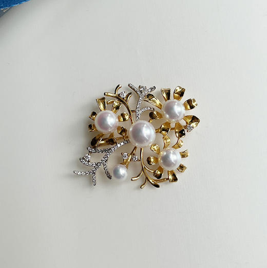 ONLY系列 18K镶Akoya和钻石 胸针 商品图1