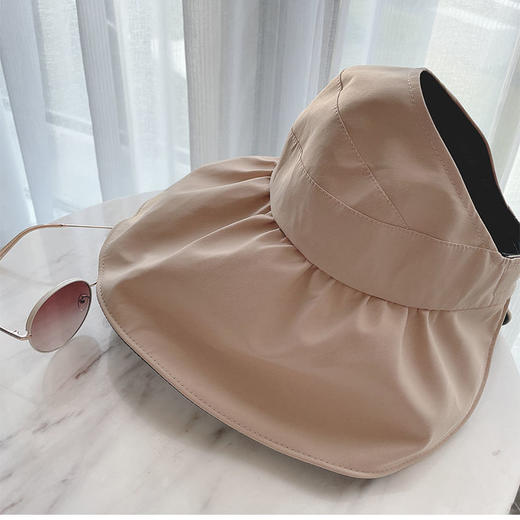 帽子女夏UV防晒帽防紫外线黑胶空顶帽大沿遮脸遮阳沙滩太阳帽 商品图9