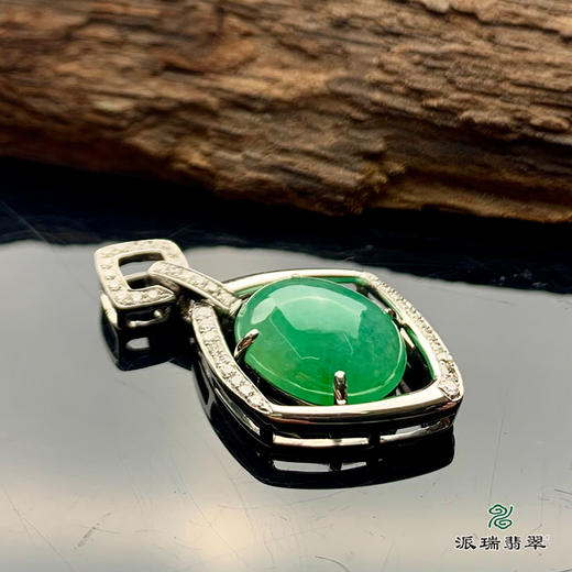 派瑞翡翠 18k金翡翠挂件 糯冰种 绿色 商品图3