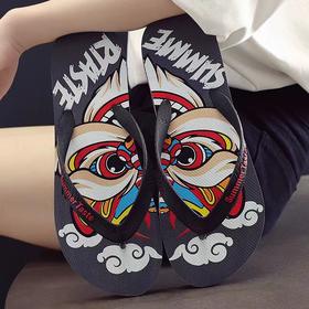 【国潮限定！国风元素醒狮人字拖】情侣拖鞋，时尚百搭！轻盈舒适，久穿不累脚，加厚防滑不臭脚，耐脏易清洗！轻便沙滩鞋凉拖鞋