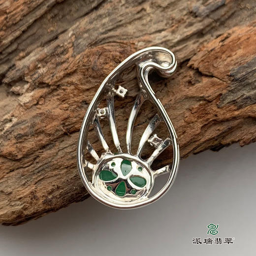 派瑞翡翠 18k金翡翠挂件 糯冰种 绿色 商品图3