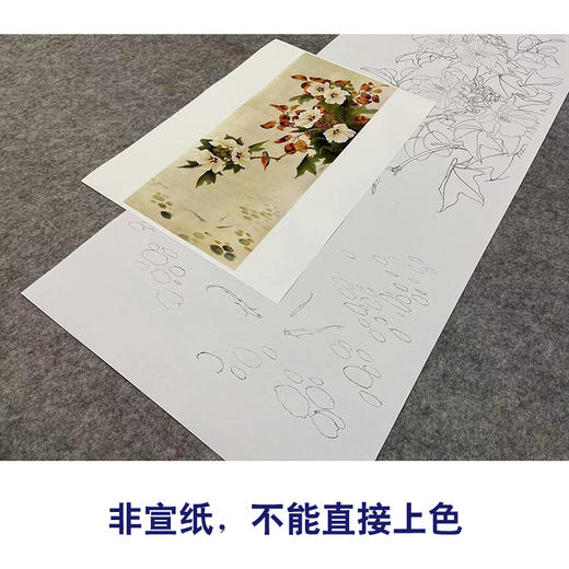 于非闇竖幅工笔花鸟白描底稿-翠鸟芙蓉花YF10 商品图2