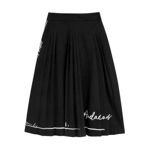 LILY2022夏新款女装复古优雅小众法式纯色伞裙半身裙122200C6123 商品图4