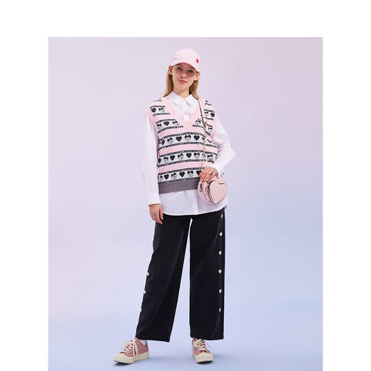 TeenieWeenie小熊2022春季新款V领针织衫背心马甲女甜美外穿内搭TTKN221202T 商品图4