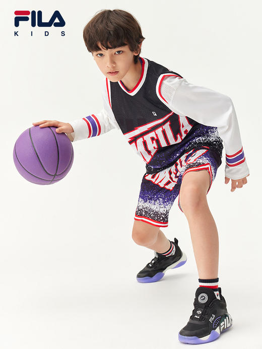 小斐乐儿童篮球背心2022夏季款男大童运动透气撞色针织背心K12B223101F 商品图3