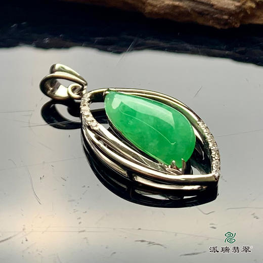 派瑞翡翠 18k金翡翠挂件 糯冰种 绿色 商品图2