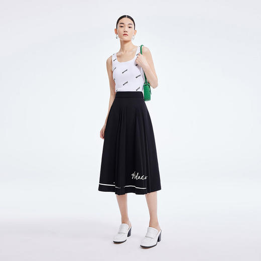 LILY2022夏新款女装复古优雅小众法式纯色伞裙半身裙122200C6123 商品图2