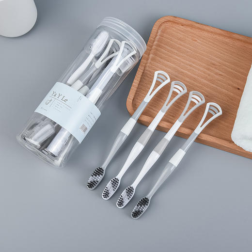 「牙刷刮舌器两用！8支桶装」桶装刮舌器成人软毛情侣护套牙刷口腔护理 商品图2