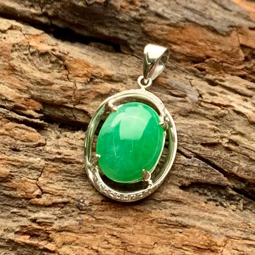 派瑞翡翠 18k金翡翠挂件 糯冰种 绿色 商品图2