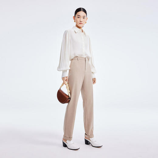 LILY2022夏新款女装气质通勤优雅灯笼袖宽松垂感衬衫122200C4115 商品图2