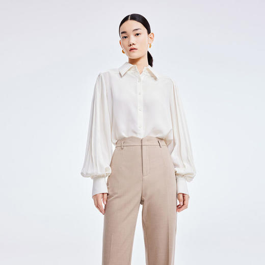 LILY2022夏新款女装气质通勤优雅灯笼袖宽松垂感衬衫122200C4115 商品图0