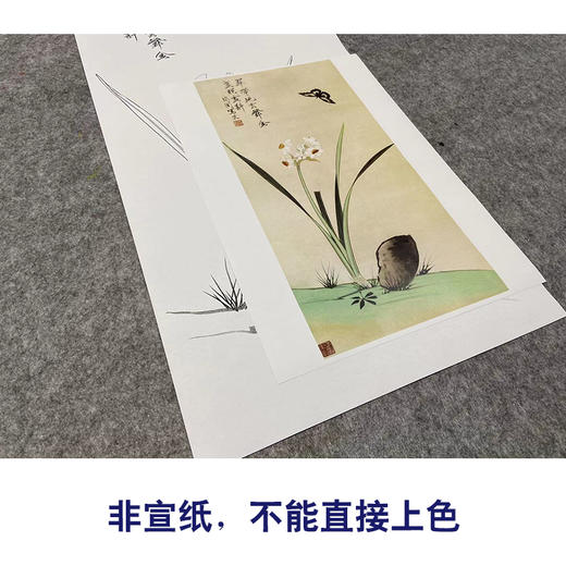 于非闇竖幅工笔花鸟白描底稿-水仙花蝴蝶-YF38 商品图2