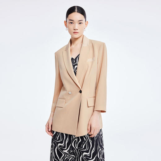 LILY2022夏新款女装气质纯色通勤款舒适醋酸西装外套122200c2144 商品图0