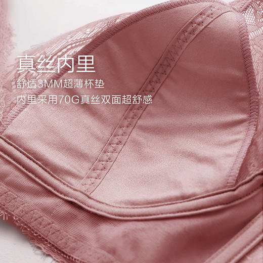 金三塔真丝无钢圈内衣女蕾丝性感法式三角杯文胸 NZFAA307 商品图6